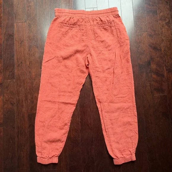 Athleta Retreat Linen Women’s Joggers Size 8 Coral Orange With Zip Pockets - Picture 4 of 6
